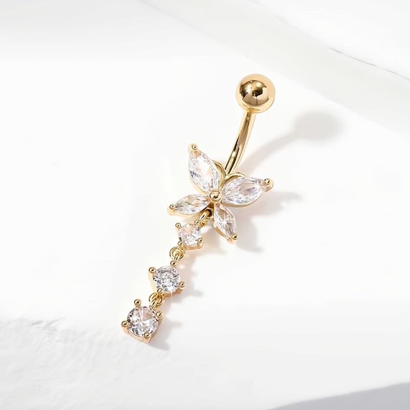 High-Quality Stainless Steel Butterfly Navel Ring, Hypoallergenic
