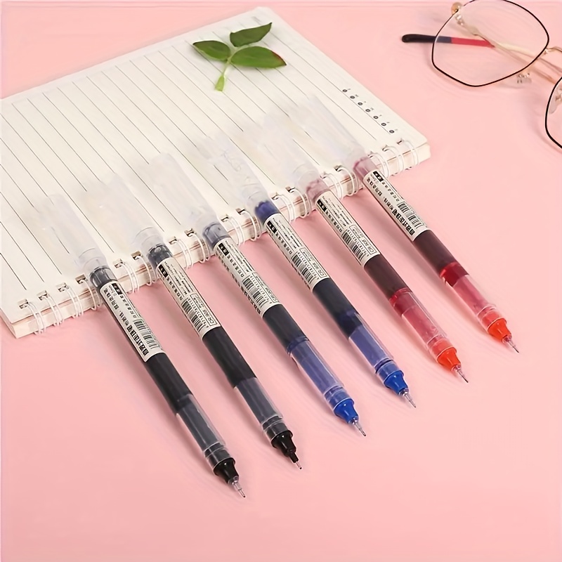 Multi-color ink pen set, quick-drying type. Suitable for schools, offices and stationery stores. Plastic, push-button lid, round body, ultra-fine nib
