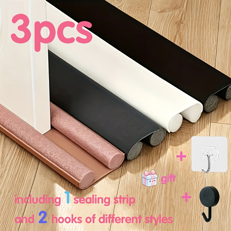 TEMU Ensemble de 3 pièces (1 joint d'étanchéité de couleur aléatoire et 2 crochets de styles différents) Joint d'étanchéité de bas de porte, bande
