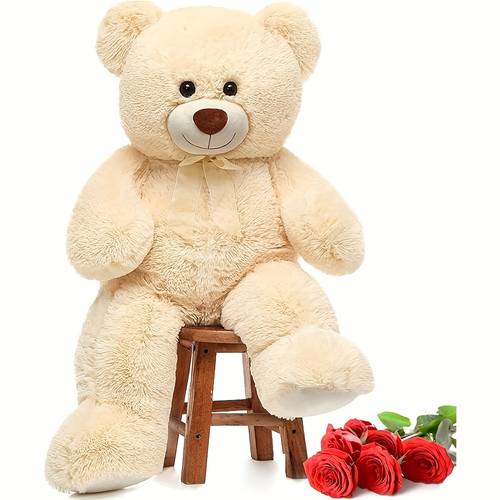 Enormous Teddy Bear Stuffed Animal 3 Ft, 36 in Large Teddy Bear for Baby Shower Decor, Soft Big Stuffed Animal Plush Toy for Kid Birthday Christmas Girlfriend Valentines Gift, Beige/Cream