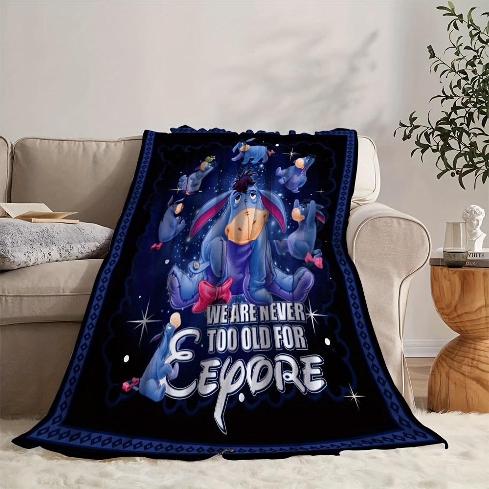 

Ume Vintage Style Anime-themed Eeyore Plush Blanket, All-season Knitted Polyester Blend, Machine Washable, Multi-size Cartoon Pattern Cozy Lightweight Throw For Living Room Decor, Home & Travel