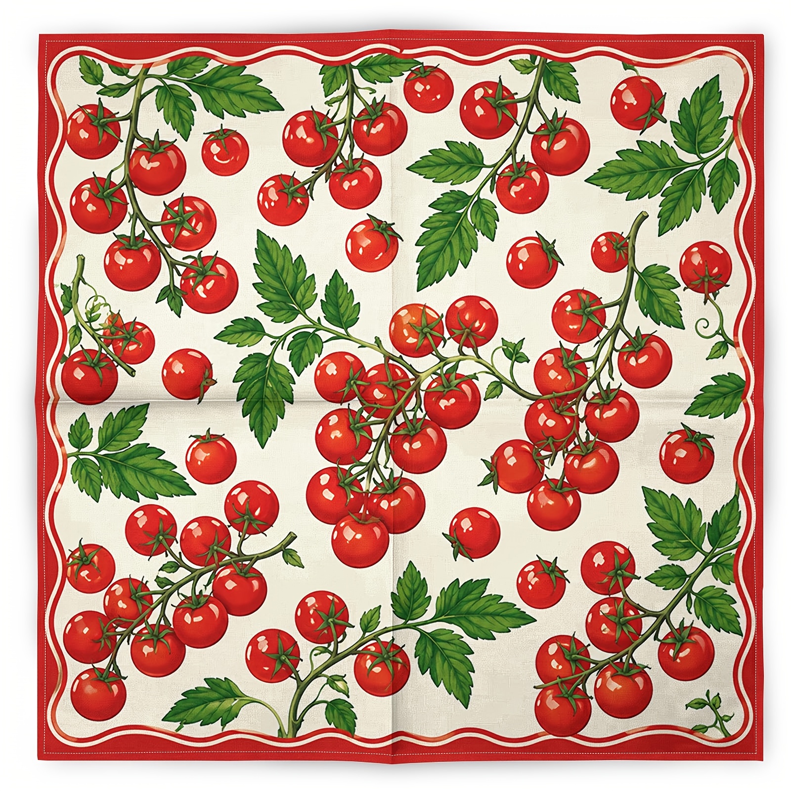TEMU 1pc 2d Printed Retro Tomato Red Branch Leaf Fruit Pattern Bandana, Retro Individual Fashion Hip-hop Trendy Headscarf, Fashion Scarf Neck Scarf,