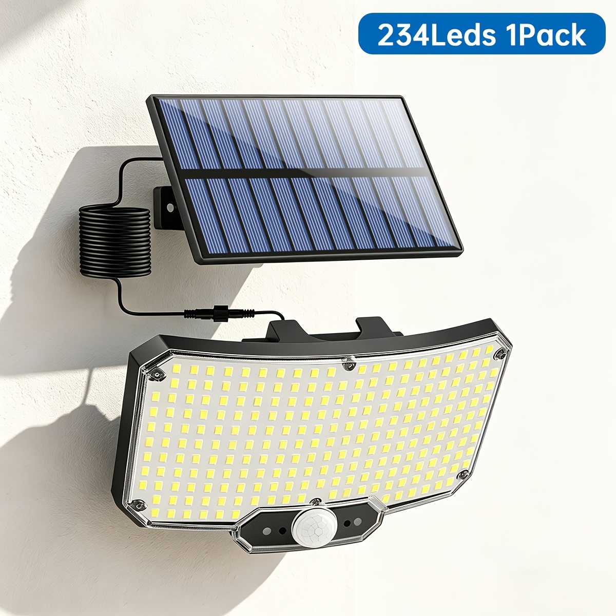 TEMU 234-led Outdoor Solar Wall Light, Solar Security Flood Light, Exterior Wall Light Without Remote Control, Motion Sensor Dusk To Dawn, 16.5ft