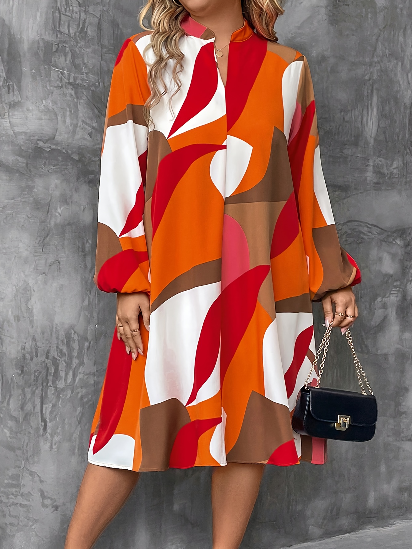 ZILIN Orange Top Puff Long Sleeve Blouse for Women Classic