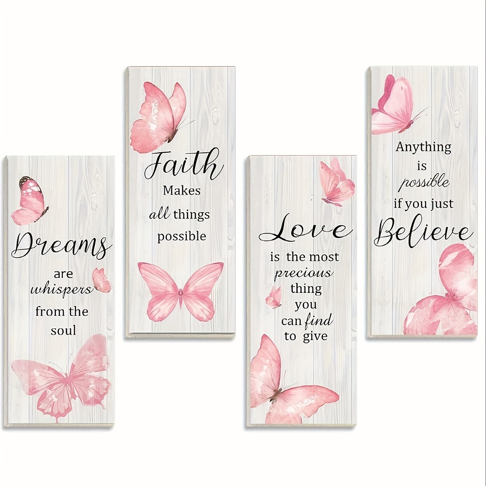 

4pcs Faith Love Wall Decor Elegant Purple Pvc Fall Hanging Decor Inspirational Wall Bathroom Accessories For Gift