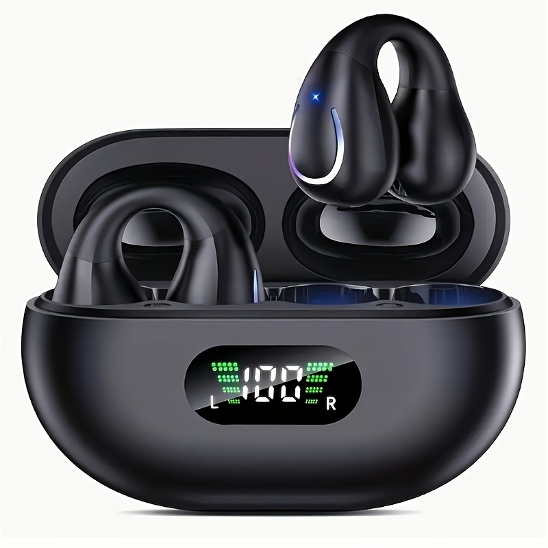 

Wireless Open Ear Clip Earbuds-sweat-resistant, Universal Phone control, Volume Control, And Wireless Charging Box - Ldeal For Calling cycling, Exercising, Running, And Skateboarding