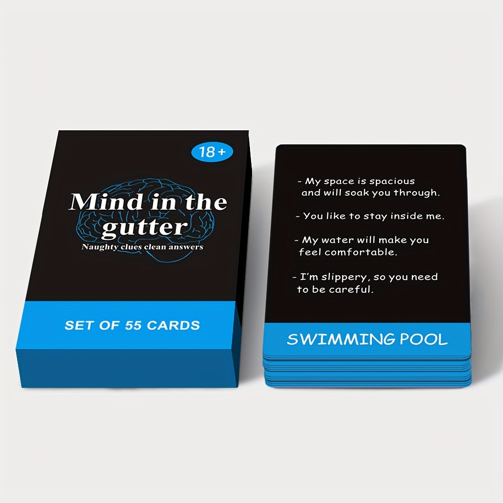 SMILE TALK Mind in the Gutter Card Game, 55 Cards, Adult Party Game, Naughty Clues with Clean Answers, Tabletop Entertainment, Perfect for Halloween/Christmas Gifts, Ideal for Date Night | Card Game Accessories