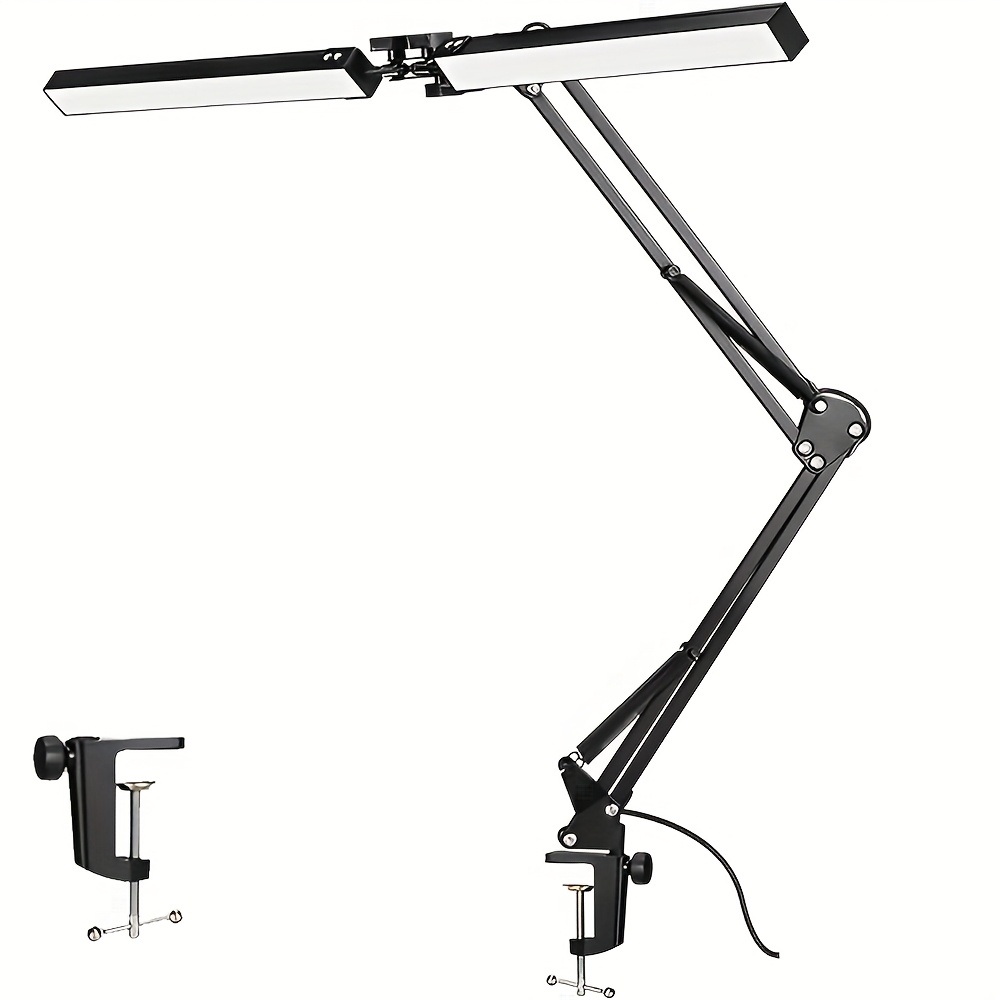 Temu – TEMU Dual Head Led Usblamp With Clamp, 2x Swing Arm Light – 3 Colors 10 Brightness, Usb Powered, For Dual Monitors, Drafting, Workbench & Home