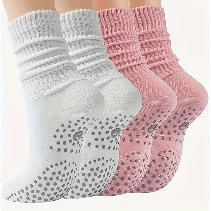TEMU 2 di Calzini Lunghi Slouch Versatili , Calze Antiscivolo per Pilates , Calze Antiscivolo per Attivit� Indoor, Lunghezza Regolabile, Calzini per