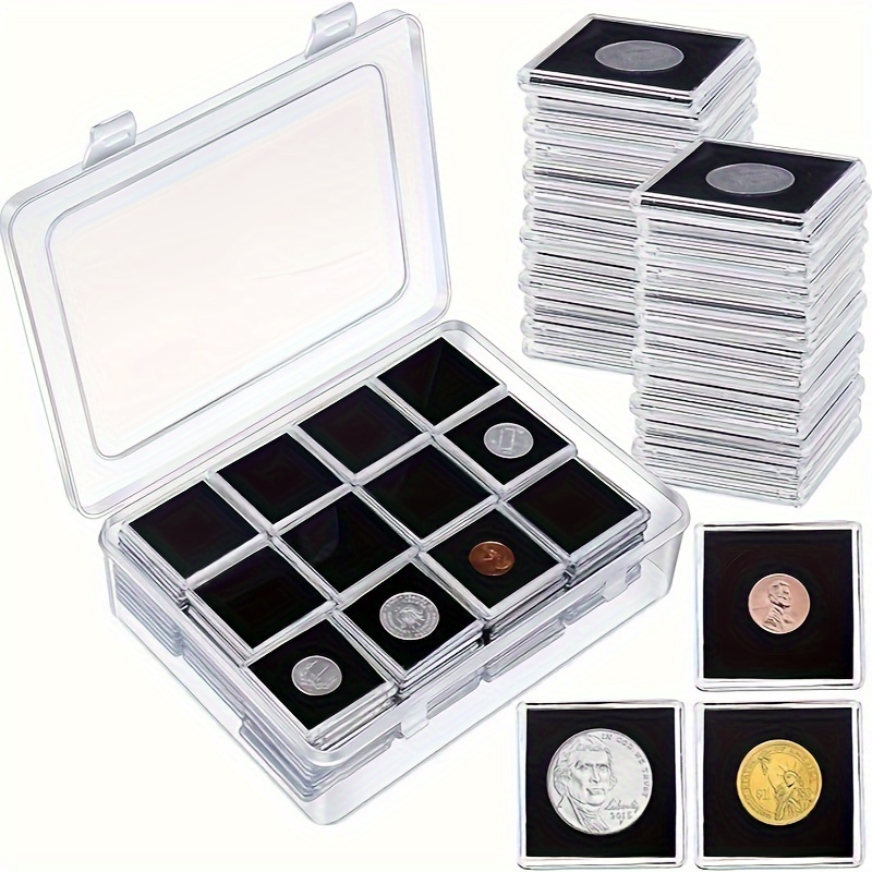 

60-pack 2-inch Acrylic Coin Display Cases With Protective Pads, Clear With Snap Closure, Coin Organizer For Collectors (coins Not Included)