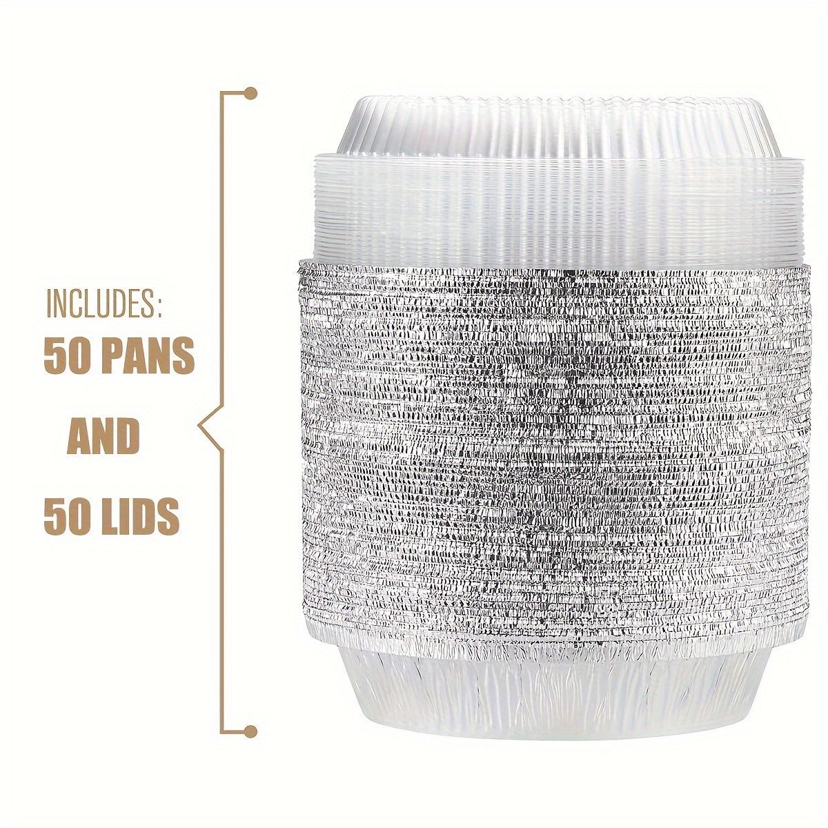 TEMU 7 Inch Aluminum Foil Baking Pans, 50pcs Round Aluminum Pans With Clear Lids, Freezer And Oven Safe Takeout Containers, Food Containers For Storage, Roasting, Reheating