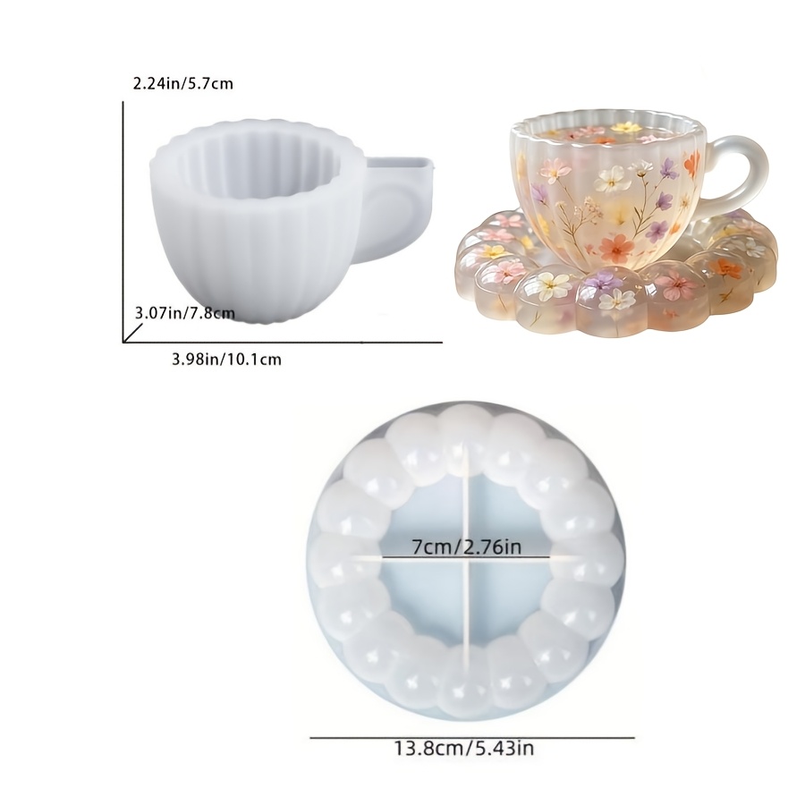 TEMU 2pcs Lufei Resin Silicone Mold Suitable For Making Epoxy Plaster, Candles, & - Wave Stripe Cup & Bubble Tray Mold With Irregular Wave Patterns,