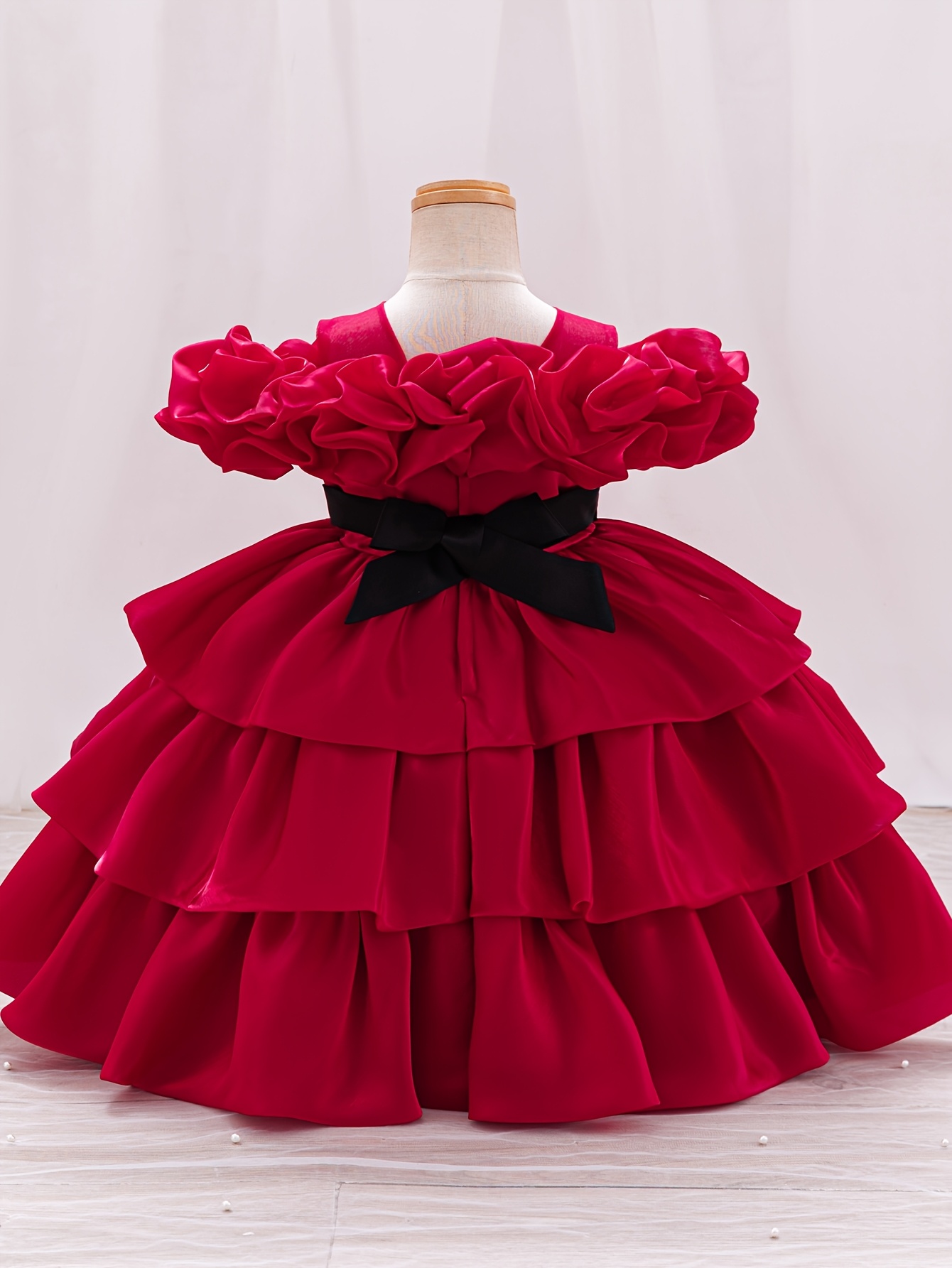 girls summer dress high end gown burgundy - Temu Oman