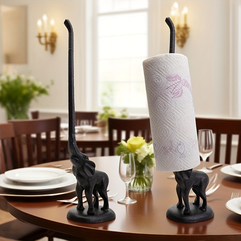 vintage cast iron elephant tissue holder rustic metal wall mounted design with floral   for kitchen bathroom decor   accessory bathroom decor and accessories Product details 0