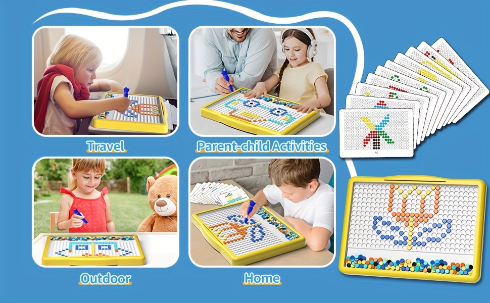 large magnetic doodle board with pen 200 dot beads blue yellow art pad magnetic drawing board suitable for 3 4 5 6 years old toddlers educational travel toy gift for learning Product details 2