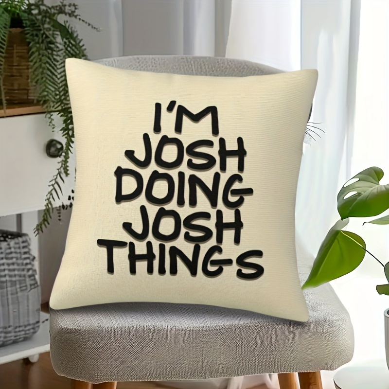 

1pc Memnun Preppy Style "i'm Doing Things" Throw Pillow Cover, 17.7x17.7in, Machine Washable, Zipper Closure, Woven Polyester, Decorative For Room Types, Double-sided Print, Insert Not Included