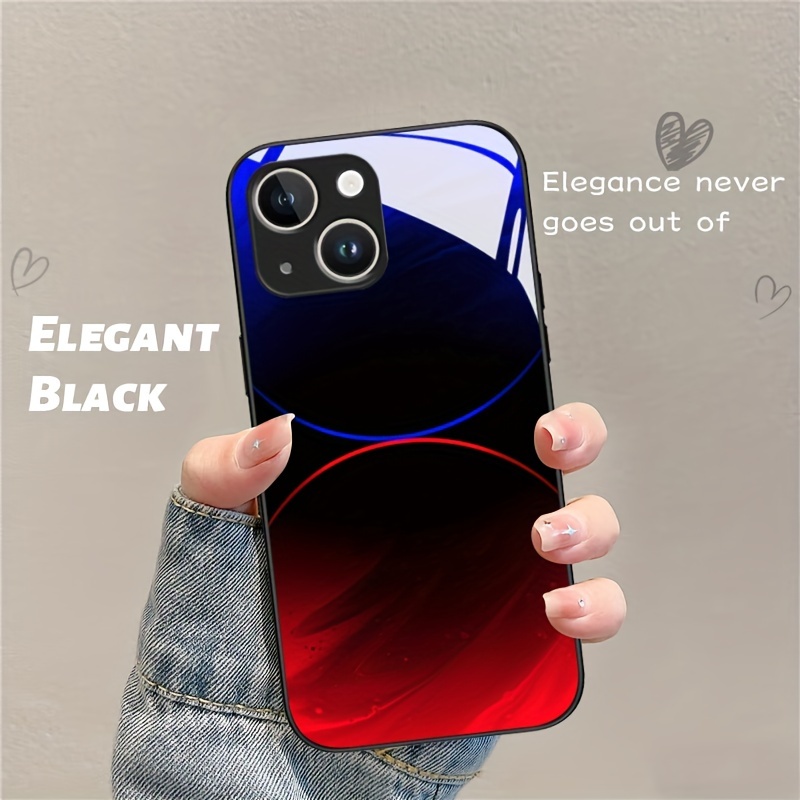 

Creative Red, Black And Blue Gradient Pattern New Glass Mobile Phone Case Suitable For Iphone 15 14 13 12 11 X/xs Xr Xs Pro Max Plus