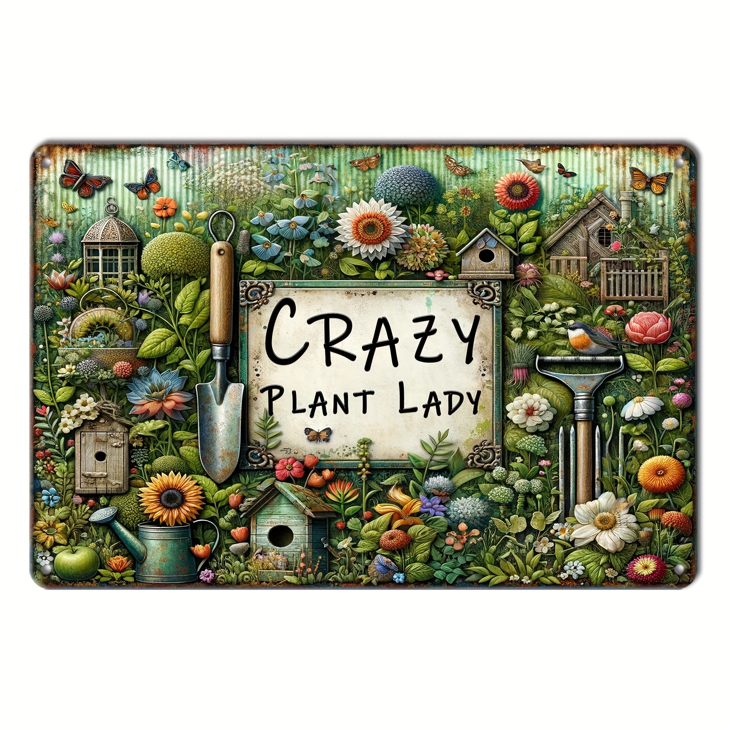 

1pc Retro Metal Aluminum Sign, Crazy Plant Lady Tin Sign, Garden Wall Art Decor, Vintage Garage Wall Decor, Restaurant Decoration, Cafe Bar Club Living Room Wall Decor Plaque