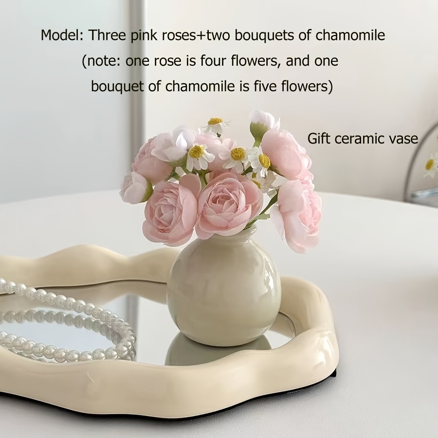 Image of Mini Ceramic Vase With Artificial Flowers, A Small Decorative Piece For Office Desks, Washbasins, Dining Tables, And Home Decor In Hotels