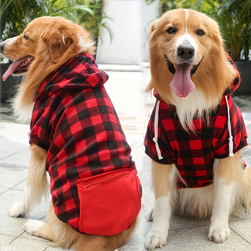 

Red Hooded Pet Sweatshirt With Zipper Pocket - Cozy Polyester Pullover For , Fits All Breeds