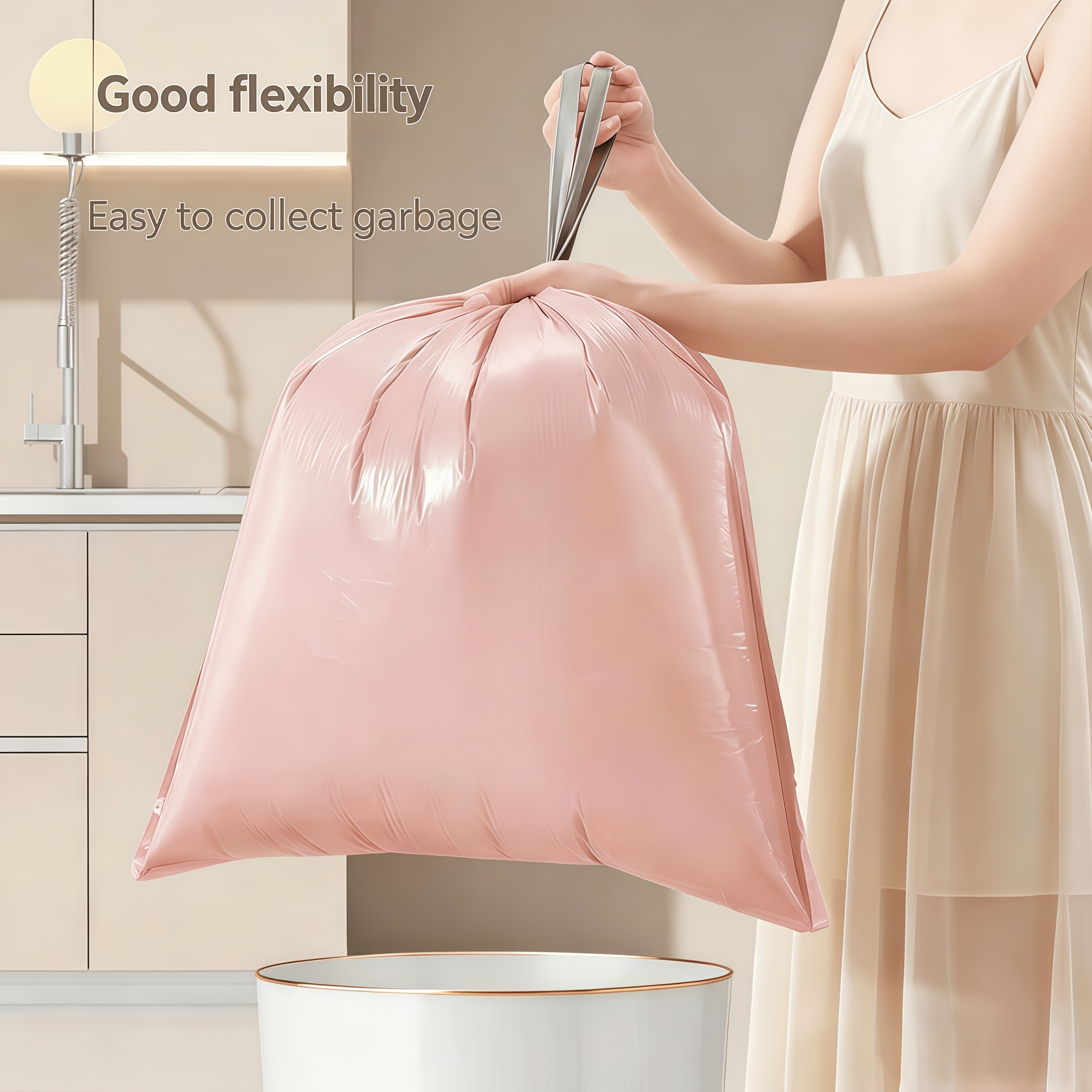 Berry Pink Scented Drawstring Trash Bags for Multi-Use