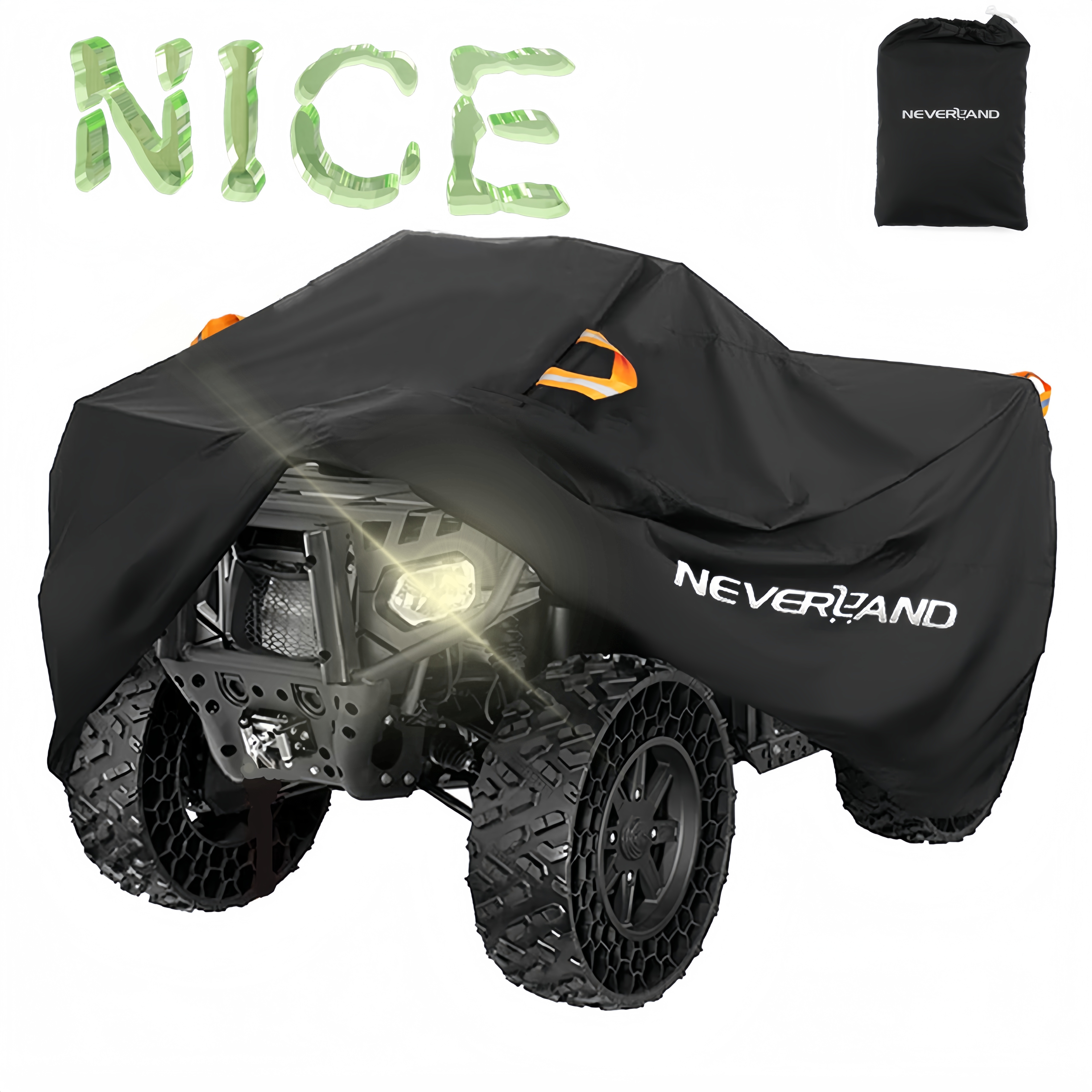 Image of Neverland Outdoor Black Atv Cover, Bikes And Off-road Motorcycles Cover Atv Accessory, Includes Storage Bag, Fits Most Atvs, Scooters & Beach Vehiclesxxxl Code (256x110x120cm)
