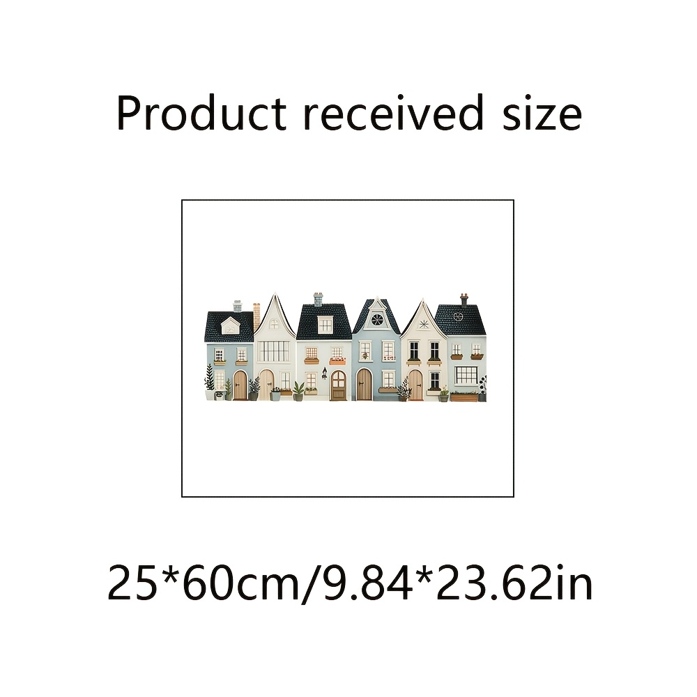 TEMU 1pc Nordic Townhouse Wall Sticker, Fresh European Colorful Cottage Building Decor Sticker, Wall Corner Baseboard Anti-ugly Self-adhesive,