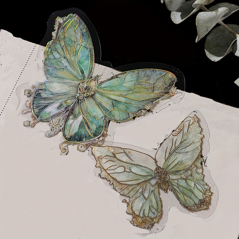 1 Pack/20pcs, pink crystal butterfly three-dimensional Butterfly Hand Account DIY Decorative Stickers Junk Journal Decor Supplies, DIY Junk Journal Decoration Label Stickers, Party Favor