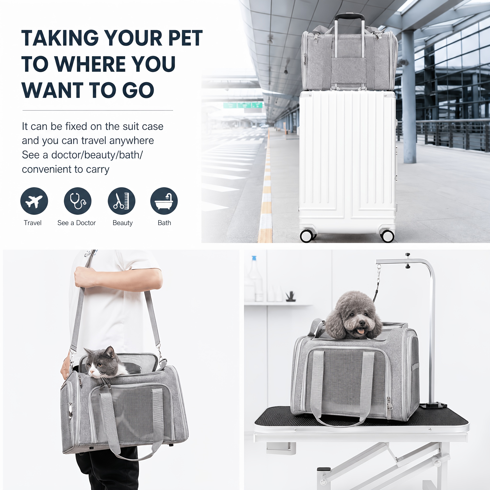 soft foldable   for small medium   up to   breathable portable travel pet transport crate halloween christmas holiday outdoor puppy kitten handbag gray black Product details 6