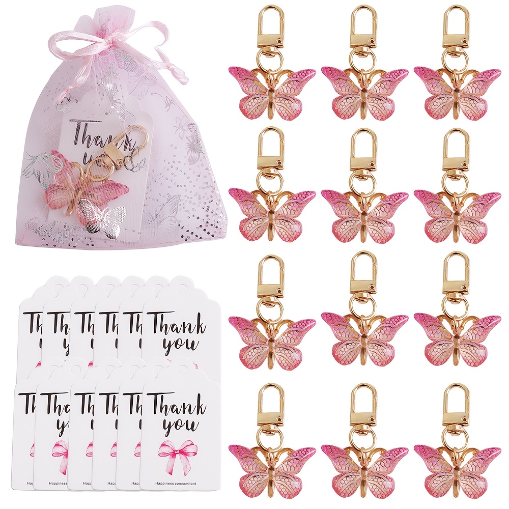 36pcs   keychain set 12 acrylic keychain 12 thank you cards 12 gauze bags included great favors for party favors gender reveal birthday wedding xmas  