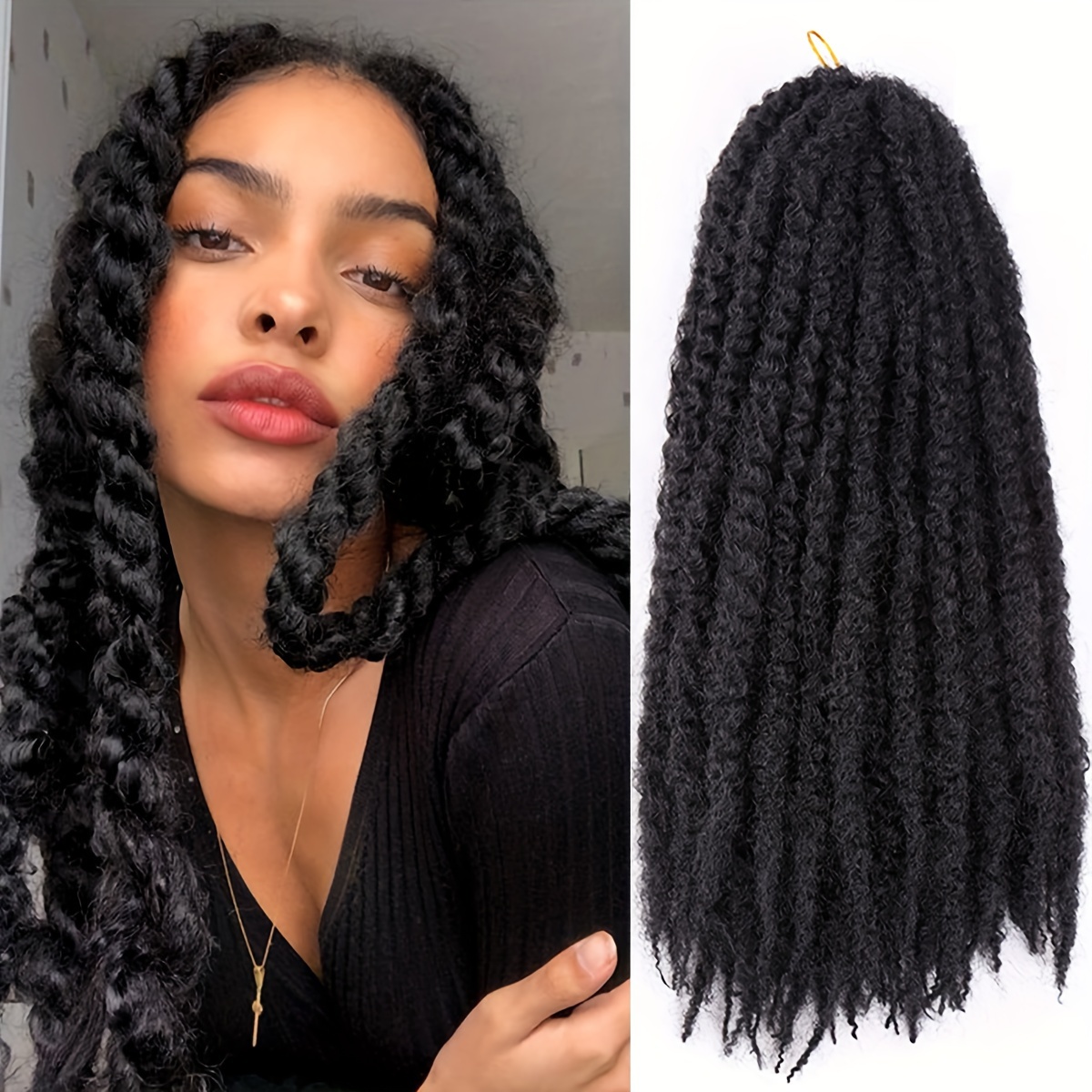 

Unisex Adult Marley Twist Crochet Hair Extensions 18 Inch, Afro Kinky Synthetic Braiding Hair, Long Cuban Twist, Lightweight, -free, Shedding-free, Natural Looking - 15 Strands/pack