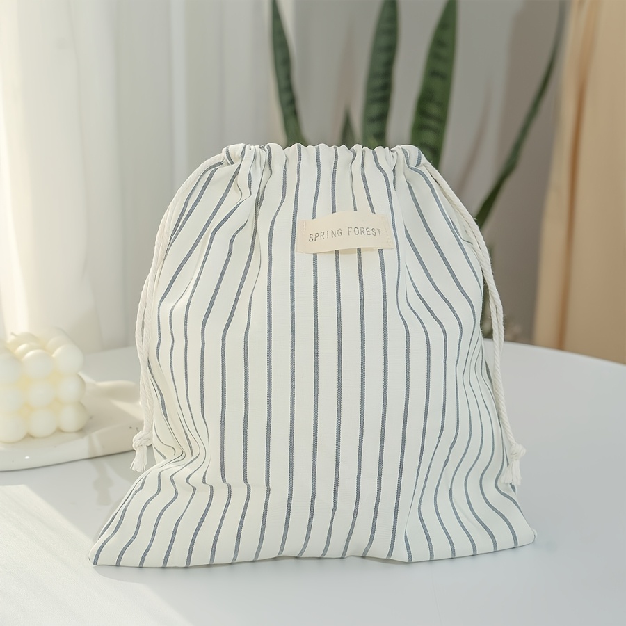 TEMU Bolsa de almacenamiento de tela con cordón de estilo , organizador de cosméticos portátil de gran capacidad, neceser de viaje