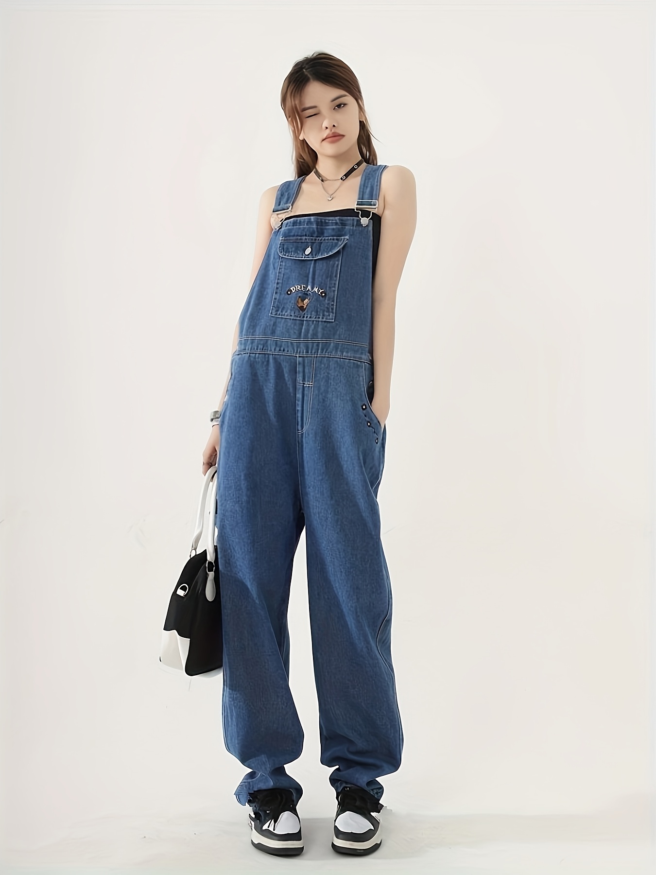 MASU SUSPENDER DENIM TROUSERS Vintage Denim Suspender Pants - Blue 