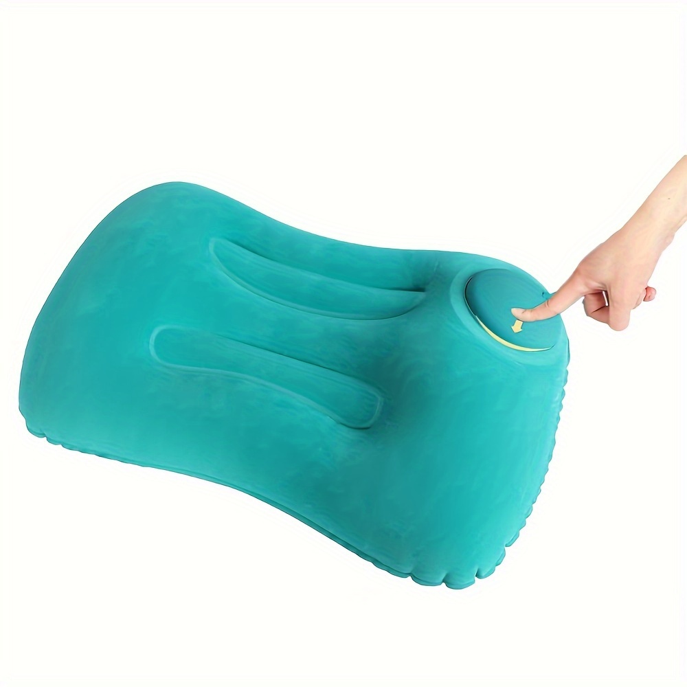 

1pc Square Flocking Style Inflatable Pillow Flocking Portable Neck Support Pillow Can Be Stored Self-filling Pillow For Outdoor Travel Business Trip Camping Outdoor