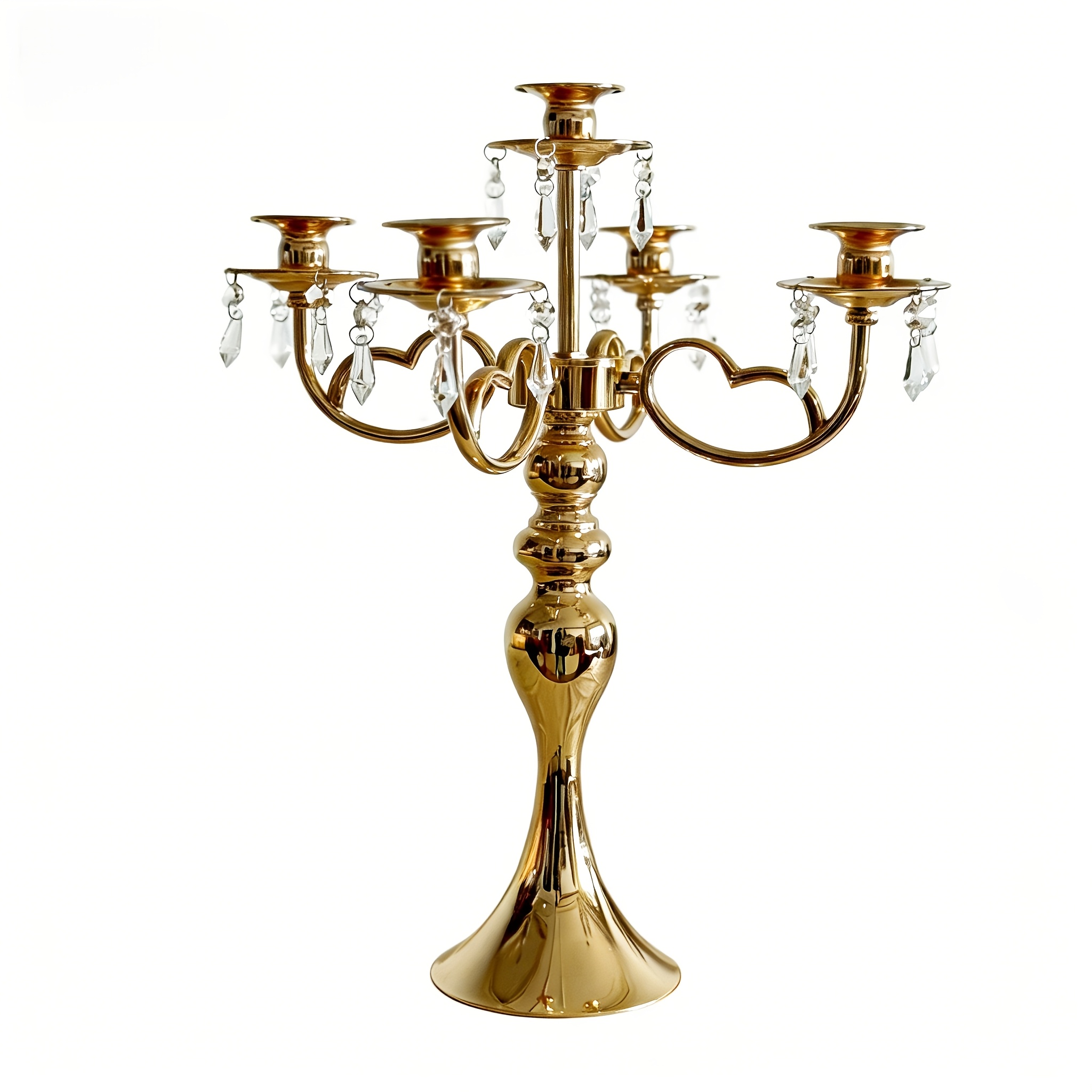 TEMU 15-inch Silvery Candlestick Desktop Ornament, Elegant Tall Metal Candlestick, 5-arm Branch-shaped Candlestick, Ideal For Wedding Table