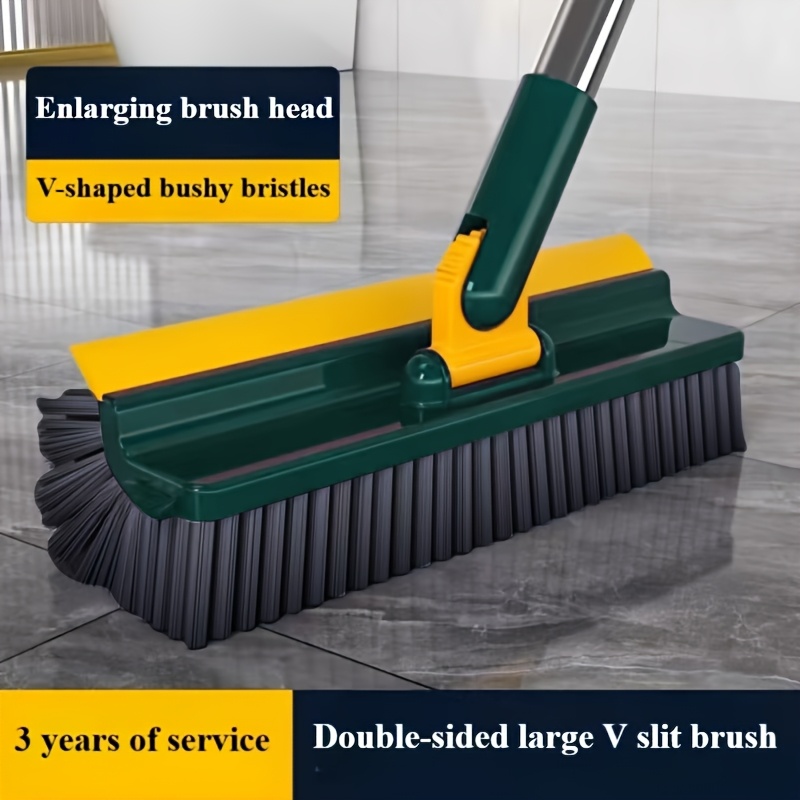 

Cleaning Brush With Long Handle & Clip - V-shaped Bristles For Hard-to-reach Areas, Ideal For Bathroom, Kitchen, Living Room - Double-sided Scrubber, No Electricity Needed