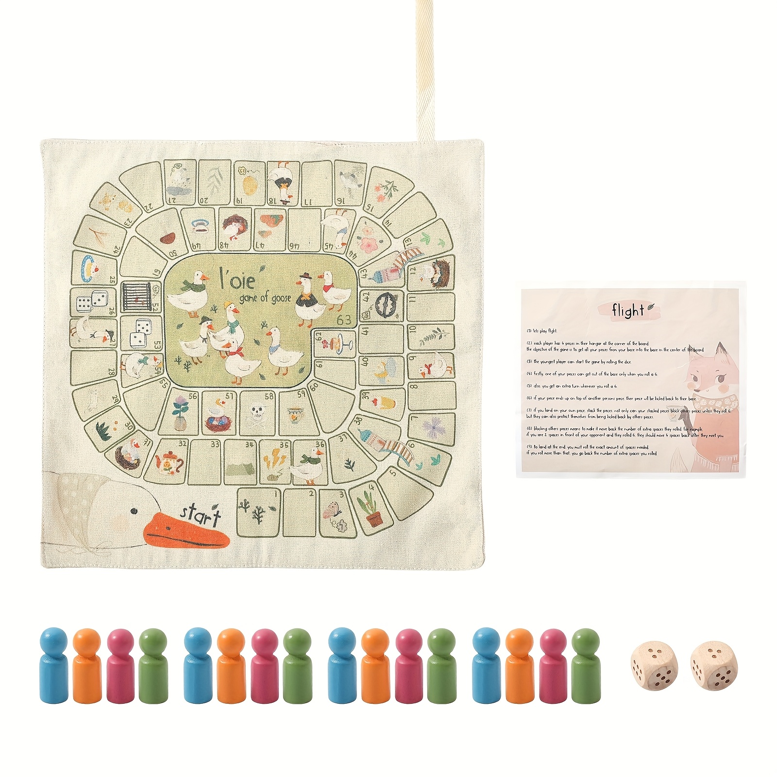 Image of Double-sided Canvas Game Board, Cartoon Canvas Board Game, Interactive Dice, Parent-child Tabletop Toy, Christmas, Halloween, Birthday Gift