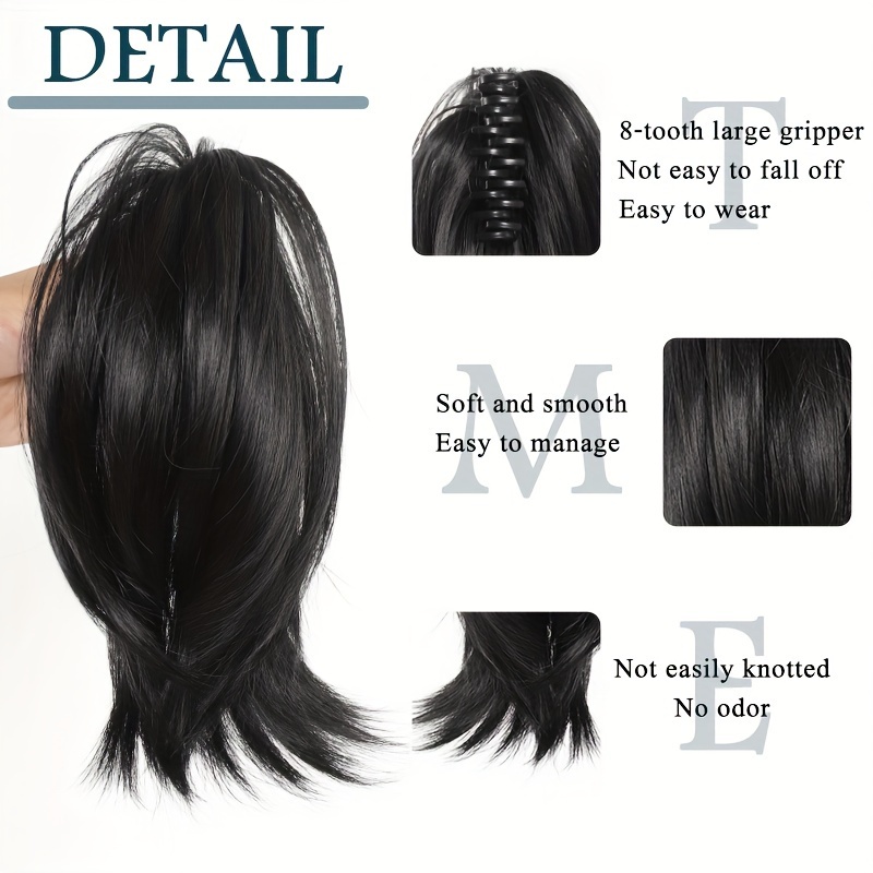 chic claw clip ponytail extension for women straight synthetic hair versatile easy to style details 1