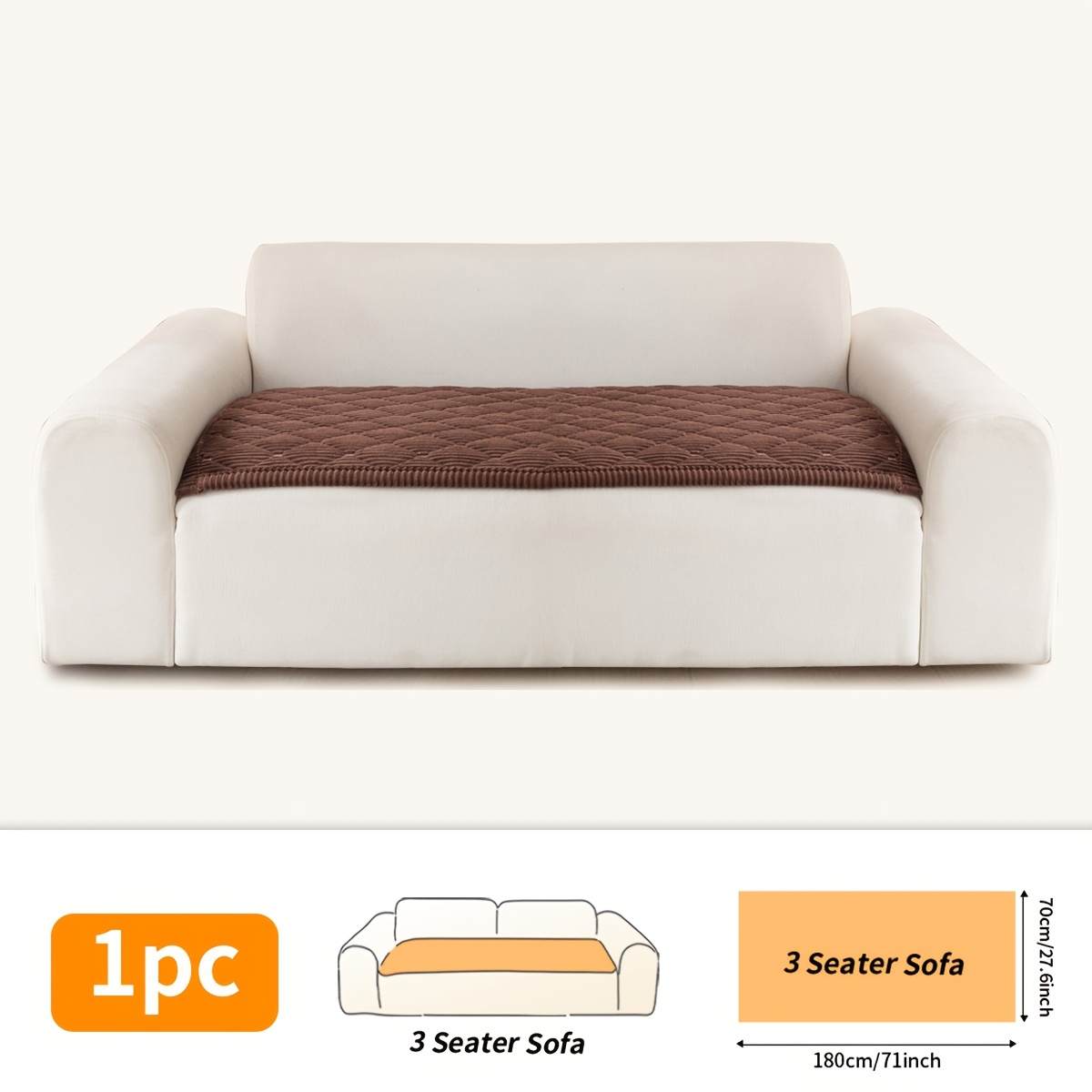TEMU 1pc Thick Padded Quilted Sofa Cushion, Made Of Corduroy Fabric, Featuring A Bun-shaped Design, Suitable For Autumn And Winter, Decorative Fabric