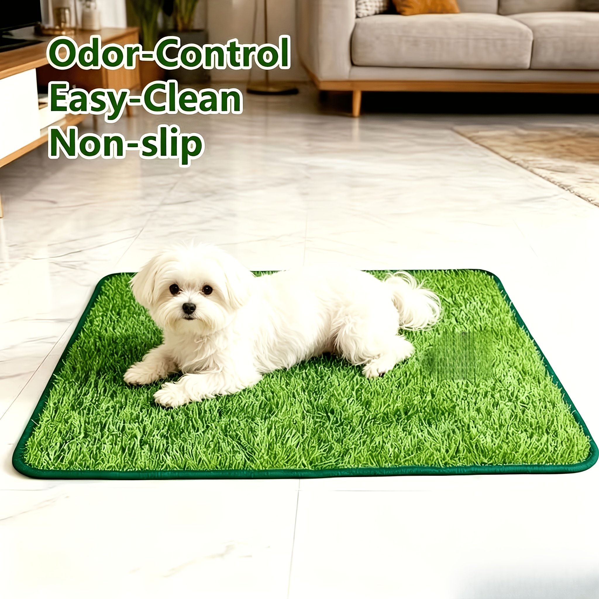 TEMU Large Washable Dog Grass Mat - Reusable, Artificial Lawn For Pet Training, Easy-clean Pee Pad With Non-slip Backing, Perfect For Indoor Or