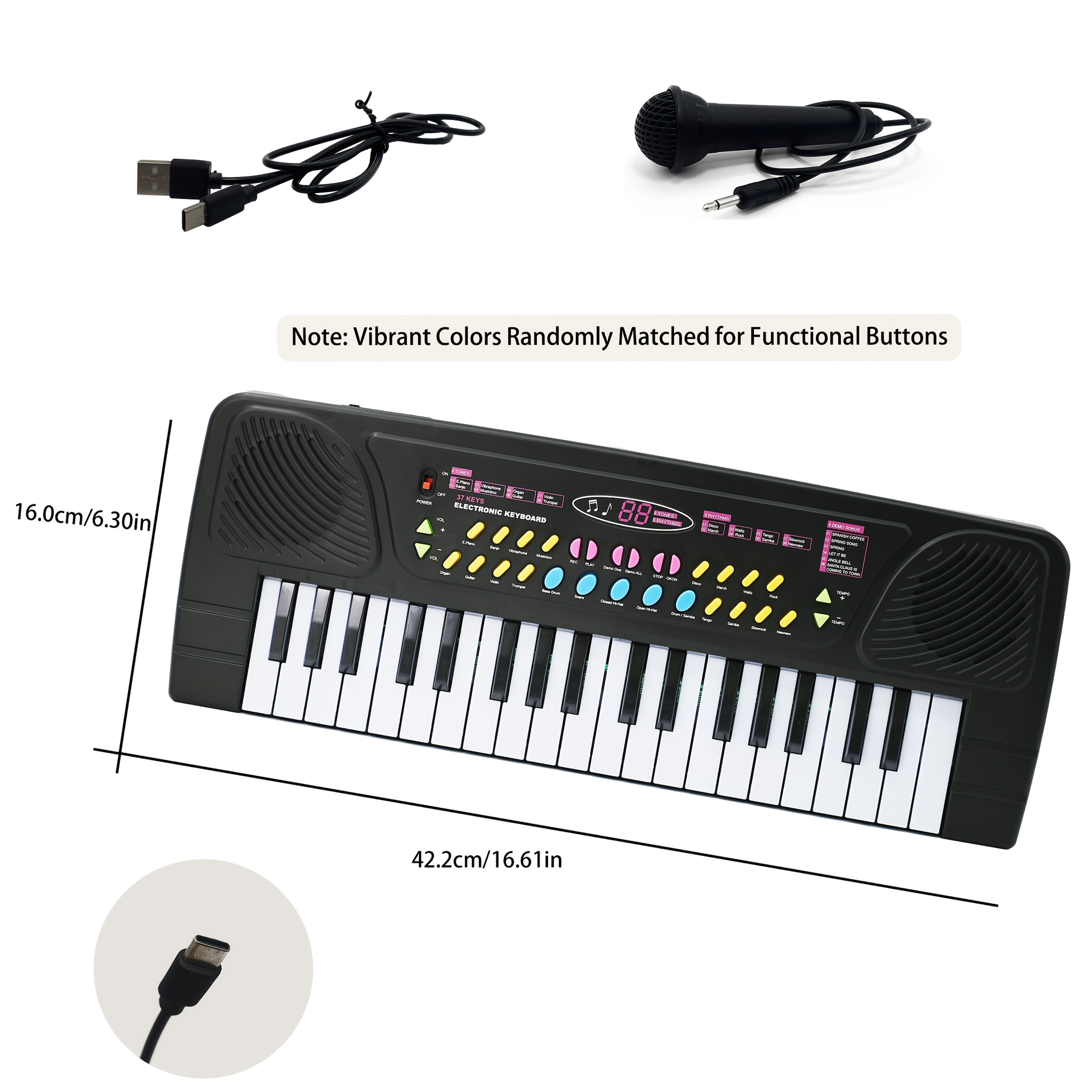 37-Key mini Portable Electronic Keyboard/Piano for Kids/Youngsters Boys & Girls with Microphone USB Christmas/Birthday Educational Gift, Kids Musical Instrument, Compact Electronic Keyboards, Recording Microphone Included, Adjustable Tuning, Holiday