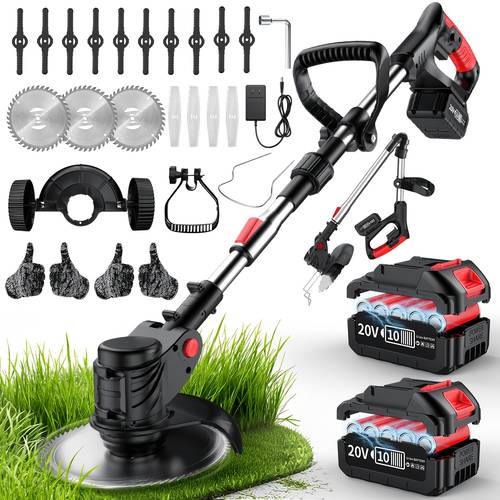 portable cordless electric lawn mower 3 in 1 trimmer edger shrub cutter w adjustable height rotating head 3 2 high capacity lithium batteries lightweight powerful yard tool for garden fathers day gift for dad husband men