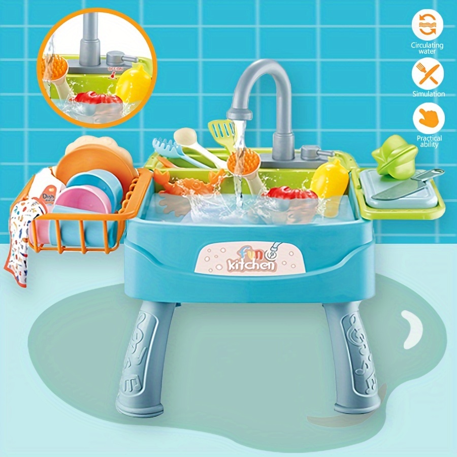 

Play Kitchen Sink Toys, Dishwasher Playing Toy With Running Water, Play Food & Tableware Accessories, Kitchen Set Toys, Role Play Sink Set For Toddlers Kids Boys Girls