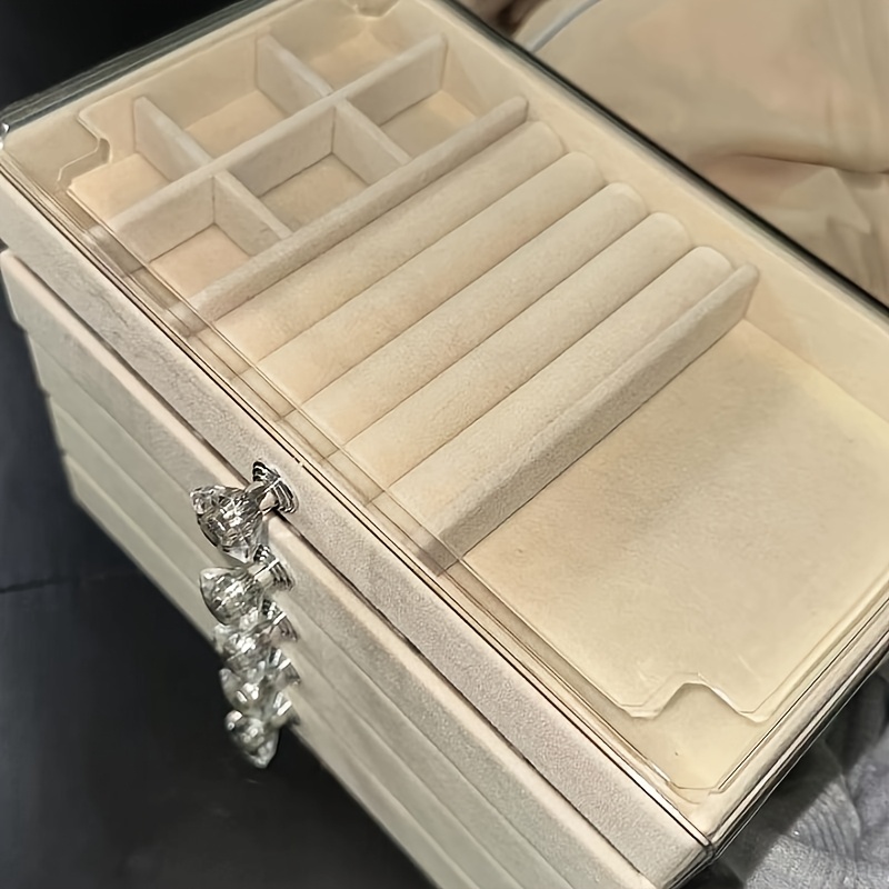 TEMU 1pc Light Luxury Acrylic Drawer Jewelry Box, Home Anti-oxidation Partition Ear Stud Earrings, Watch Additions Storage Box