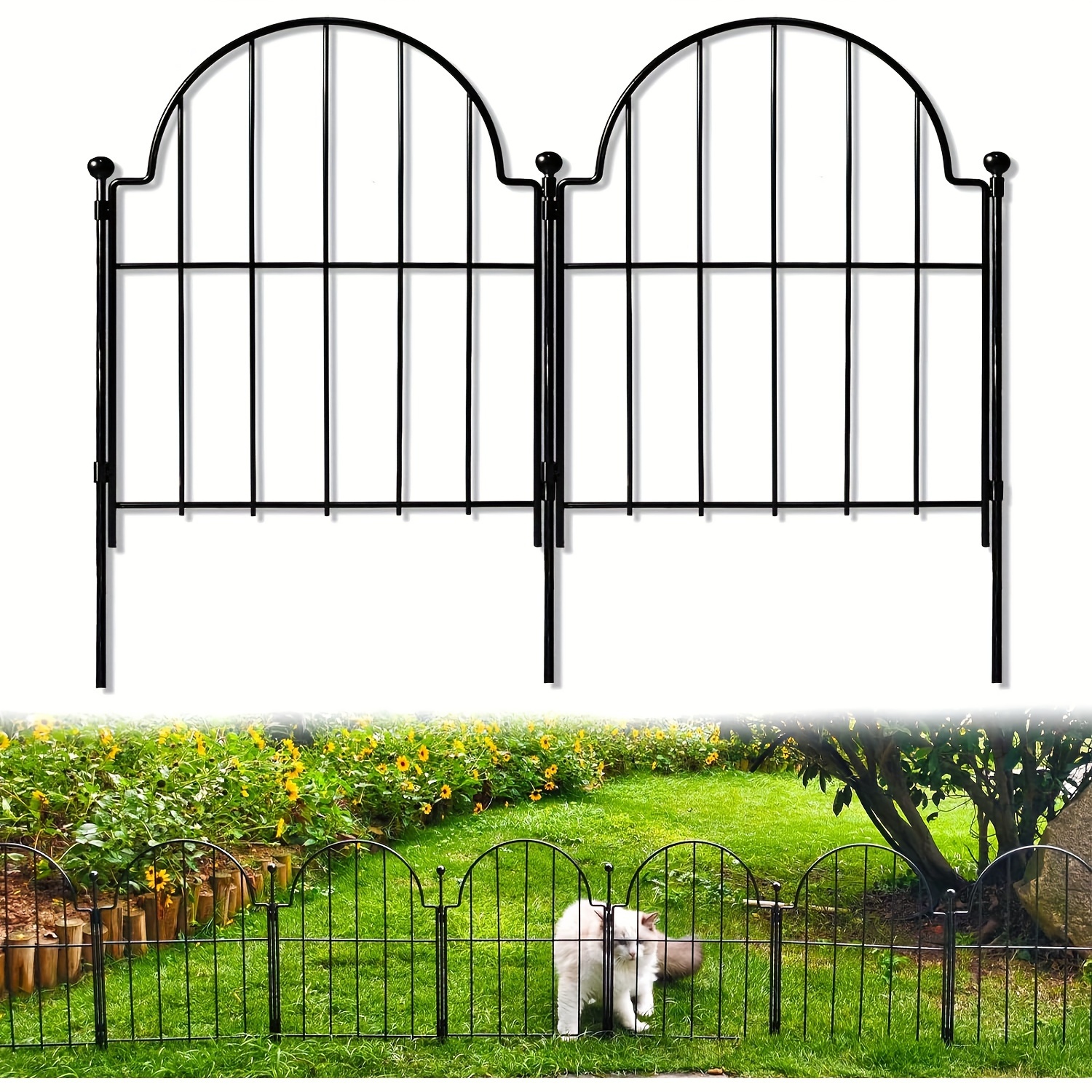 

Garden Fence, 22 In (h) X 21 Ft (l) Arched Rustproof Metal No Dig Fence Garden Fence Border, Ground Stake Animal Barrier Fence For Rabbit Dog, Outdoor Landscape Decor For Yard & Patio, 19 Pack