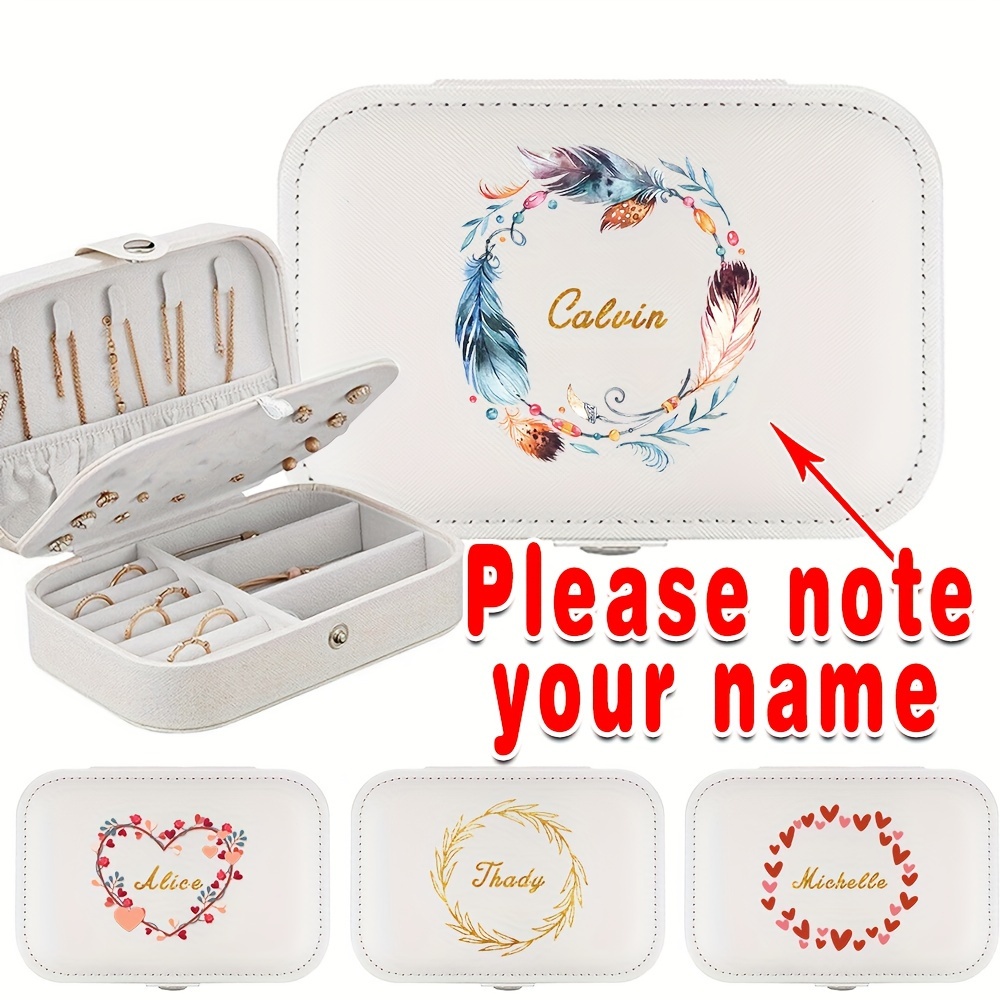 

Pu Leather Mini Jewelry Box With Custom Name, Travel Jewelry Organizer Case, Portable & Large Capacity Storage Holder For Earrings & Necklaces(6.2''x 4.3''x 1.9'')