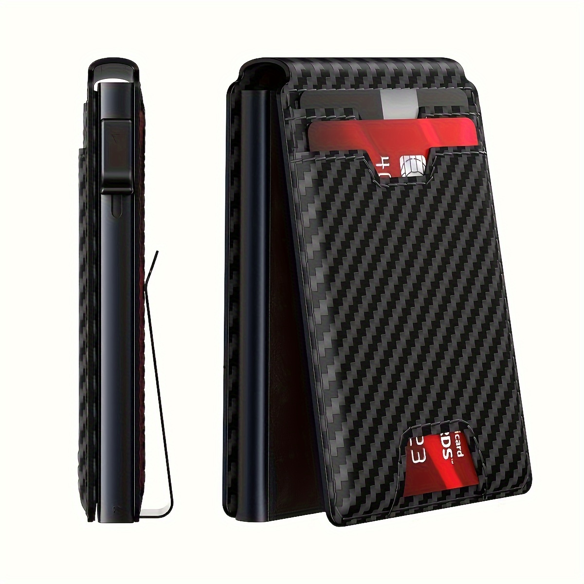 

Elegant Men's Carbon Fiber Wallet With Side Push Aluminum Case, Rfid Blocking & Multiple Card Slots Card Wallet For Men