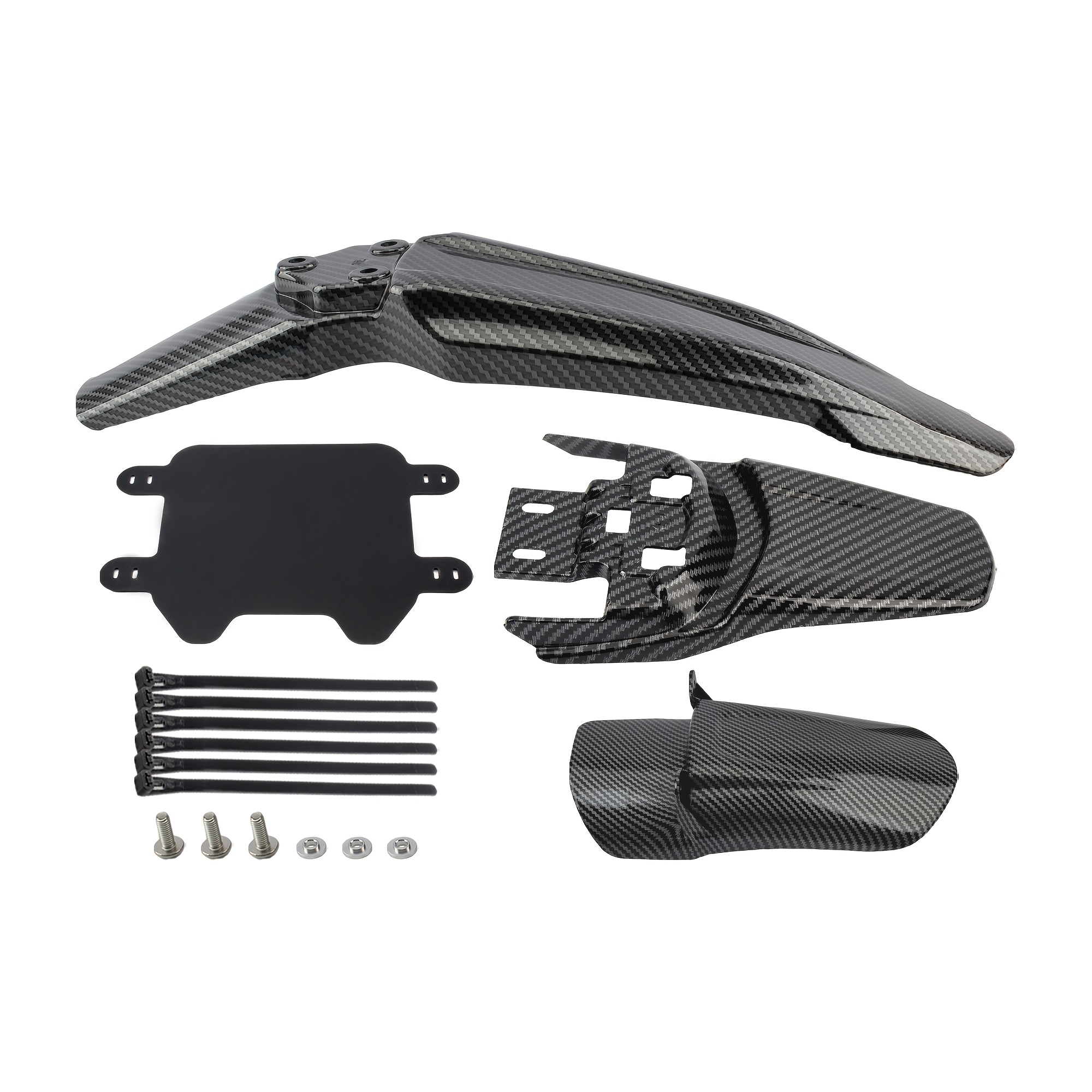 TEMU Electric Motorcycle Front Rear Wheel Mudguards Guard Mudguard Number Plate Set Carbon Fiber For Electric Bicycle Road Bike Replacement Additions
