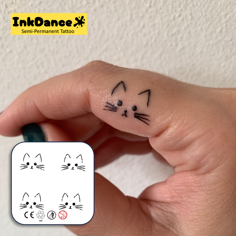 Inkdance "cute Cat" Technology Tattoos, Semi-permanent Tattoos, Temporary Tattoos, Long Lasting, Men Women Fake…: retailer-supplied image