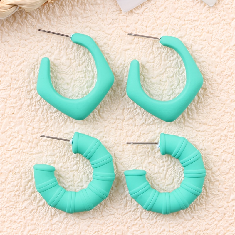 4pc Dopamine Irregular C-circle Crescent Earring Set